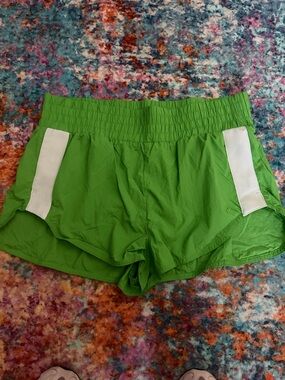 JoyLab Bright Green Athletic Shorts with White Side Panels